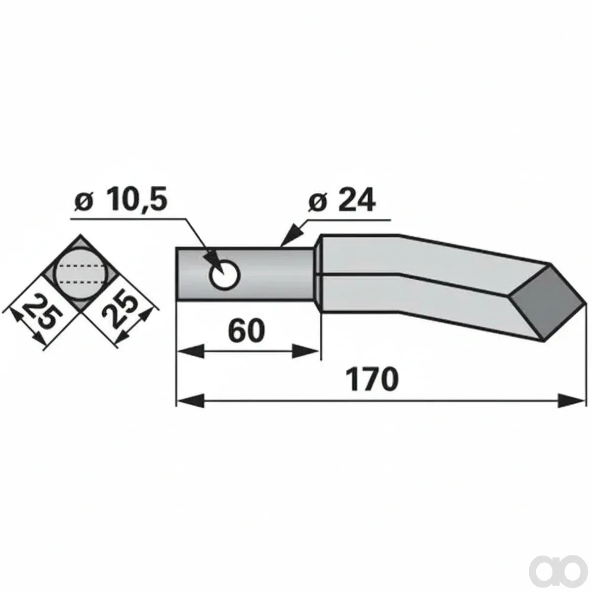 Prillinger - 00271029 - Rotorzinke Stangen 25x25 L = 170