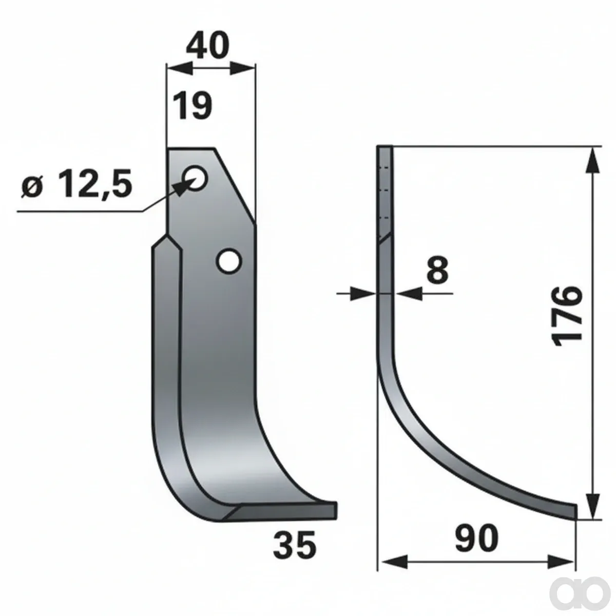 Prillinger - 00271088 - Bogenmesser Rechts 40x8 L = 17