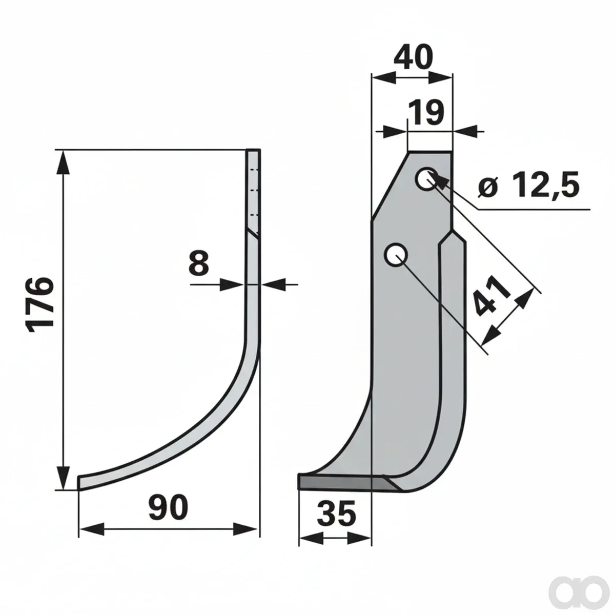 Prillinger - 00271089 - Bogenmesser Stangen 40x8 L = 176