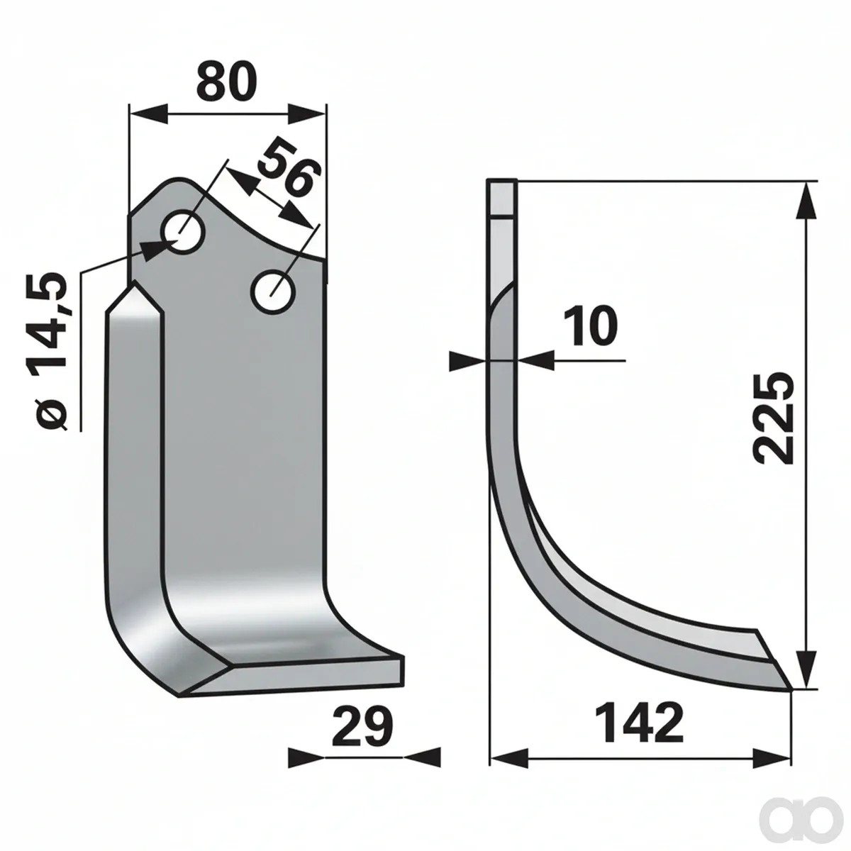 Prillinger - 00271180 - Bogenmesser Rechts 80X10 L =