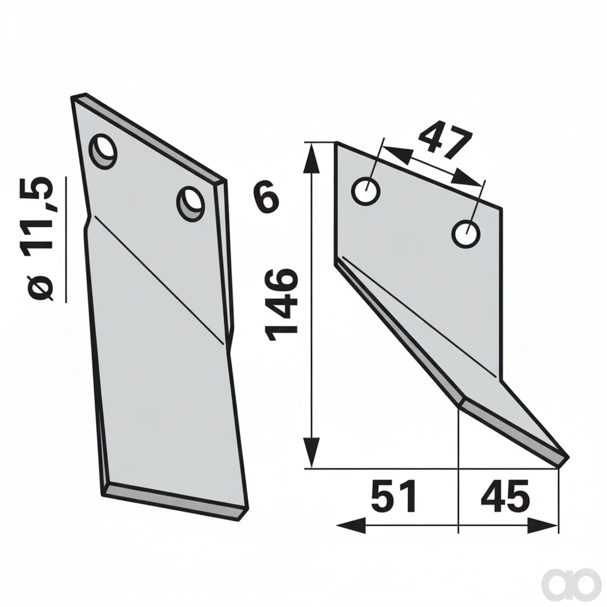 Prillinger - 00271186 - Fraesmesser Rechts 70X6 L = 14