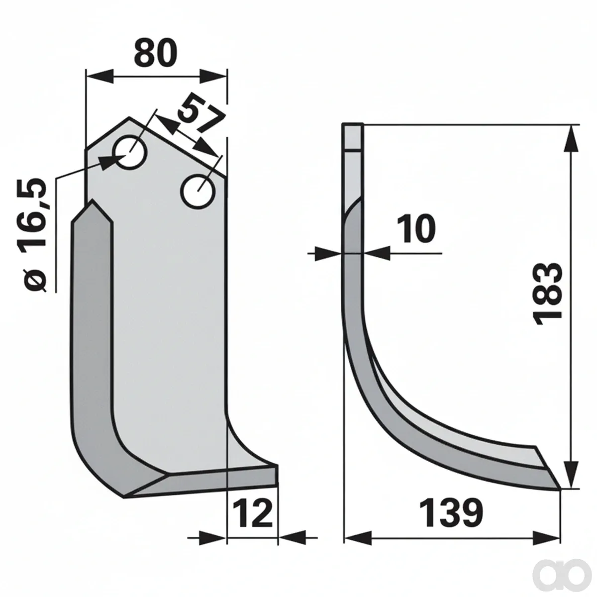 Prillinger - 00271194 - Bogenmesser Rechts 80X10 L = 1