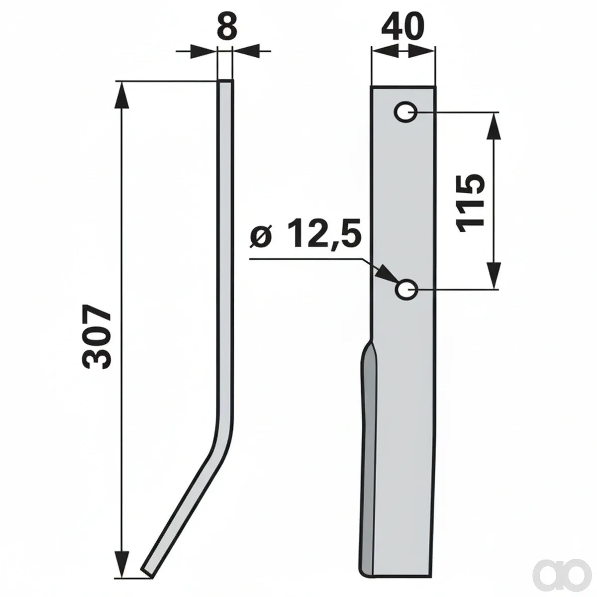 Prillinger - 00271196 - Fraesmesser Rechts 40X8 L = 30