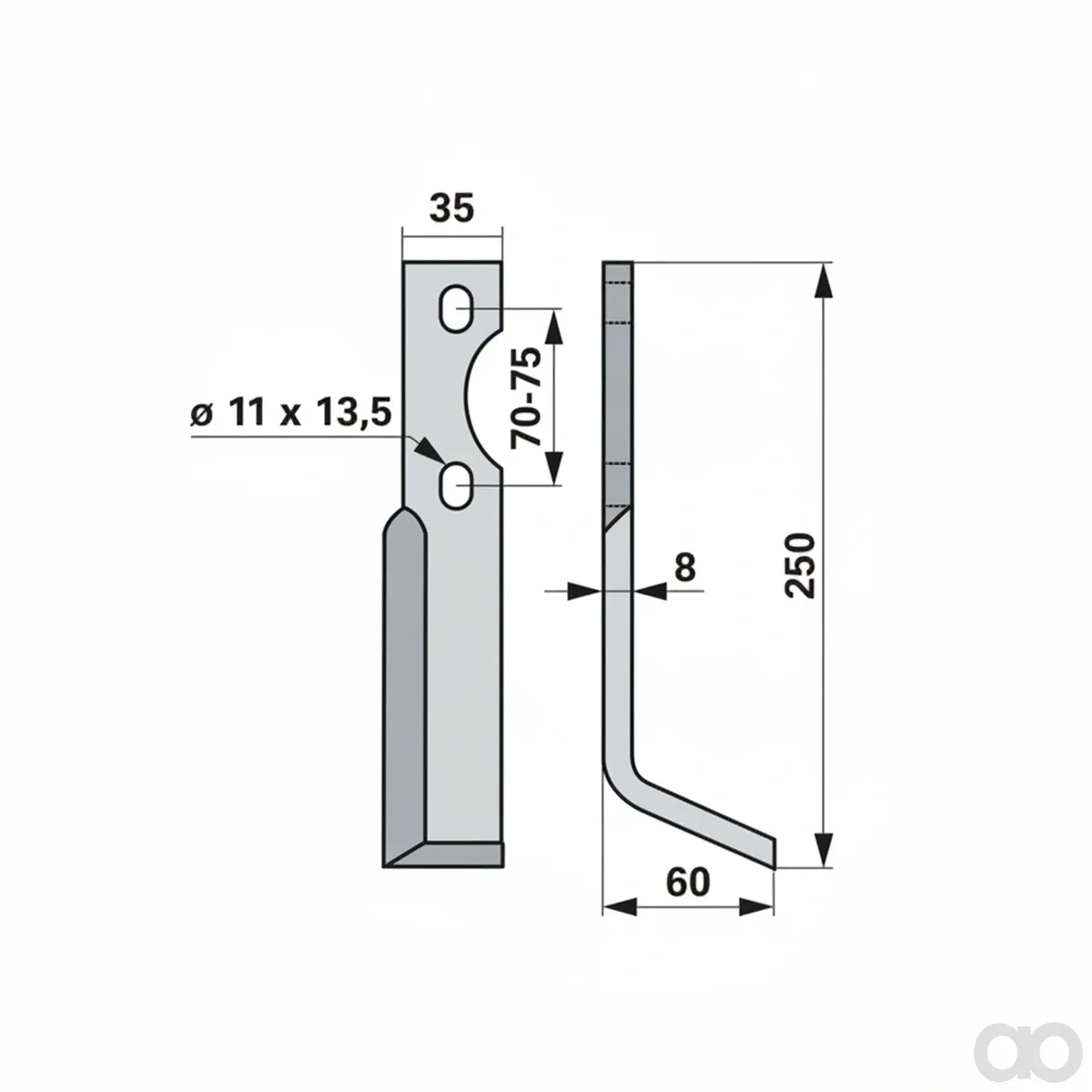 Prillinger - 00271234 - Winkelmesser Rechts 35X8 L = 2