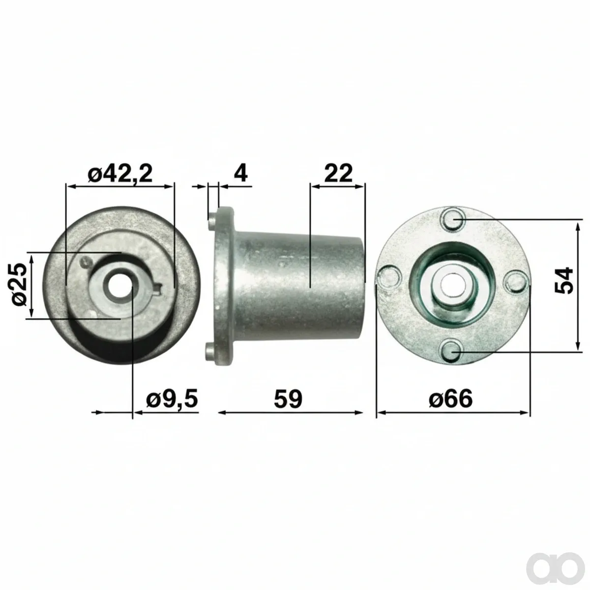 Prillinger - 00434044 - Messertraeger ID 25 Mm, H 59 Mm
