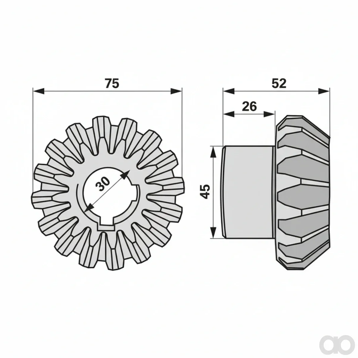 Prillinger - 00453502 - Kegelrad 16 Zaehne, Anstelle Vo