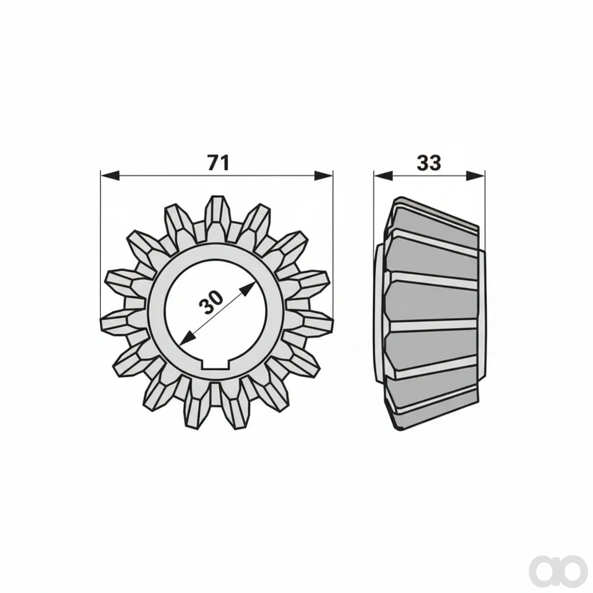 Prillinger - 00453541 - Kegelrad 15 Zaehne, Anstelle Vo