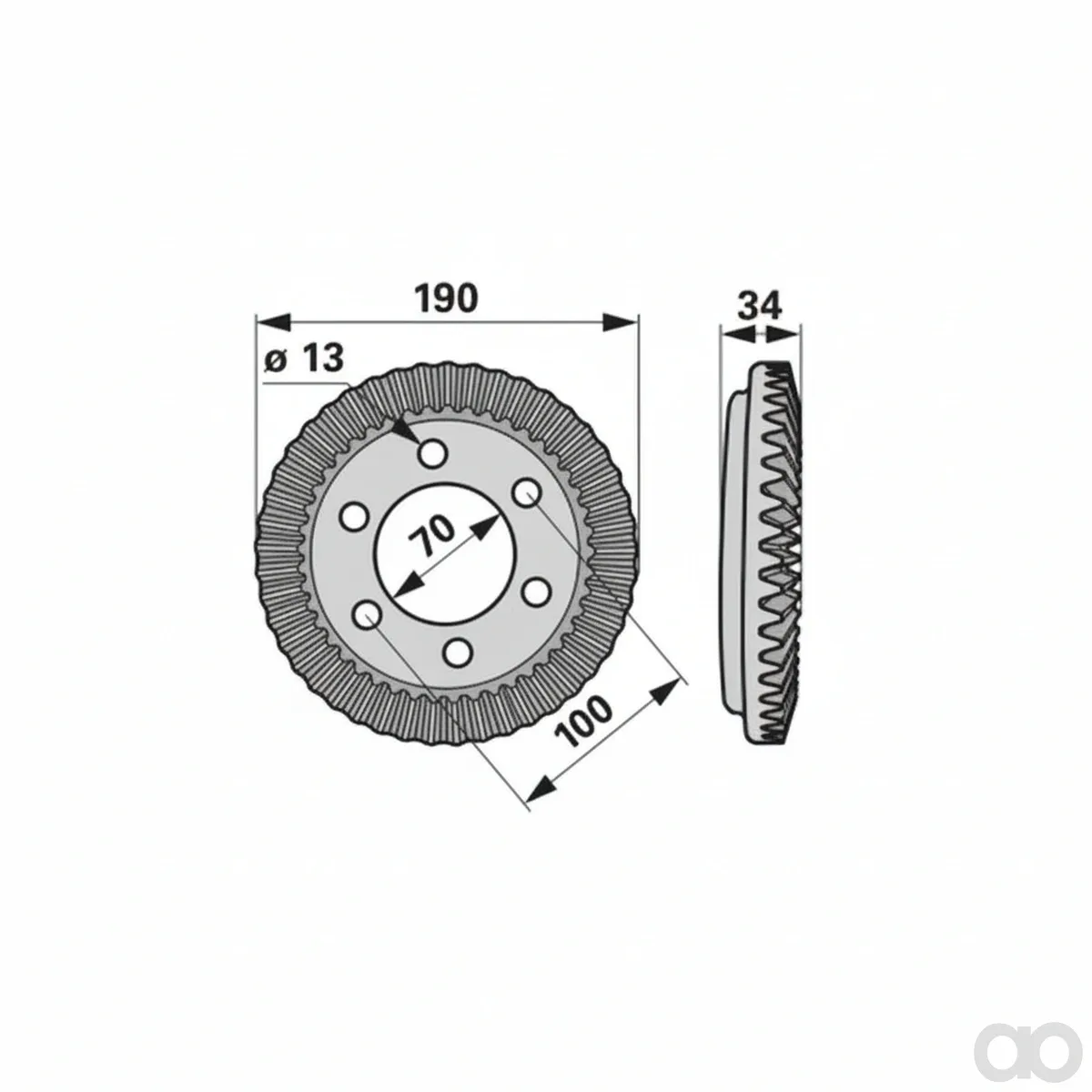 Prillinger - 00453542 - Tellerrad 45 Zaehne, Anstelle V