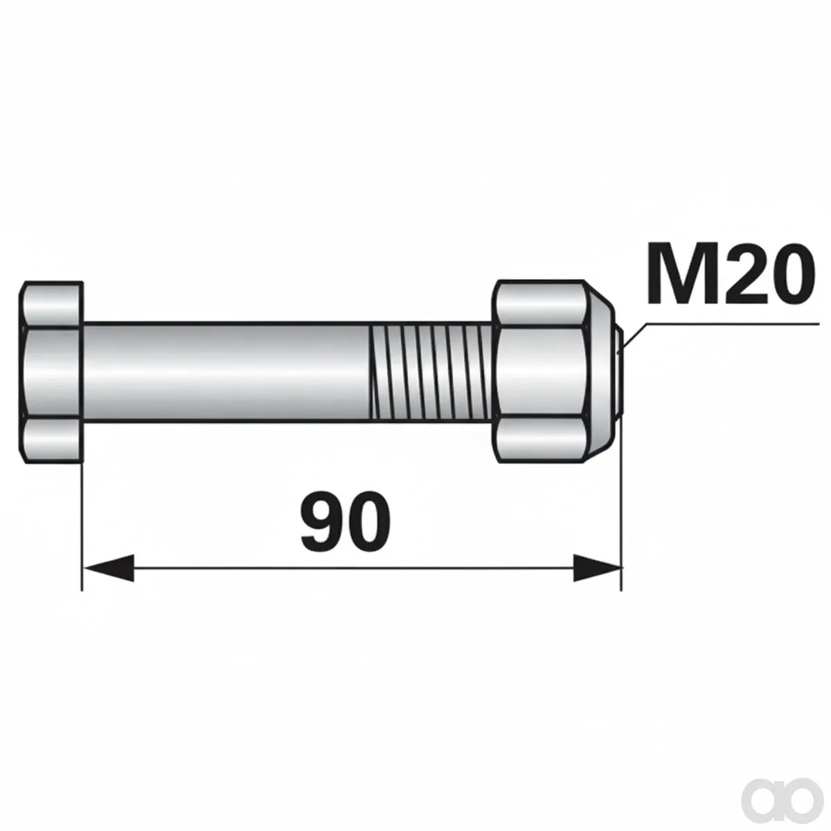 Prillinger - 00530039 - Sechskantschraube M20X2,5X90Mm