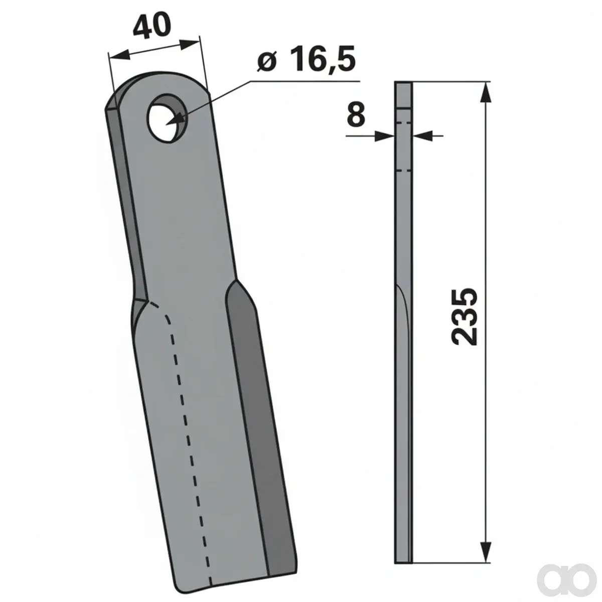 Prillinger - 00530562 - Schlegelmesser 40X8 L=235 Lo 1
