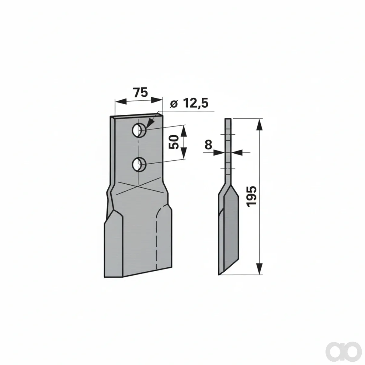 Prillinger - 00530584 - Schlegelmesser 75X8 L=195 Lo 1