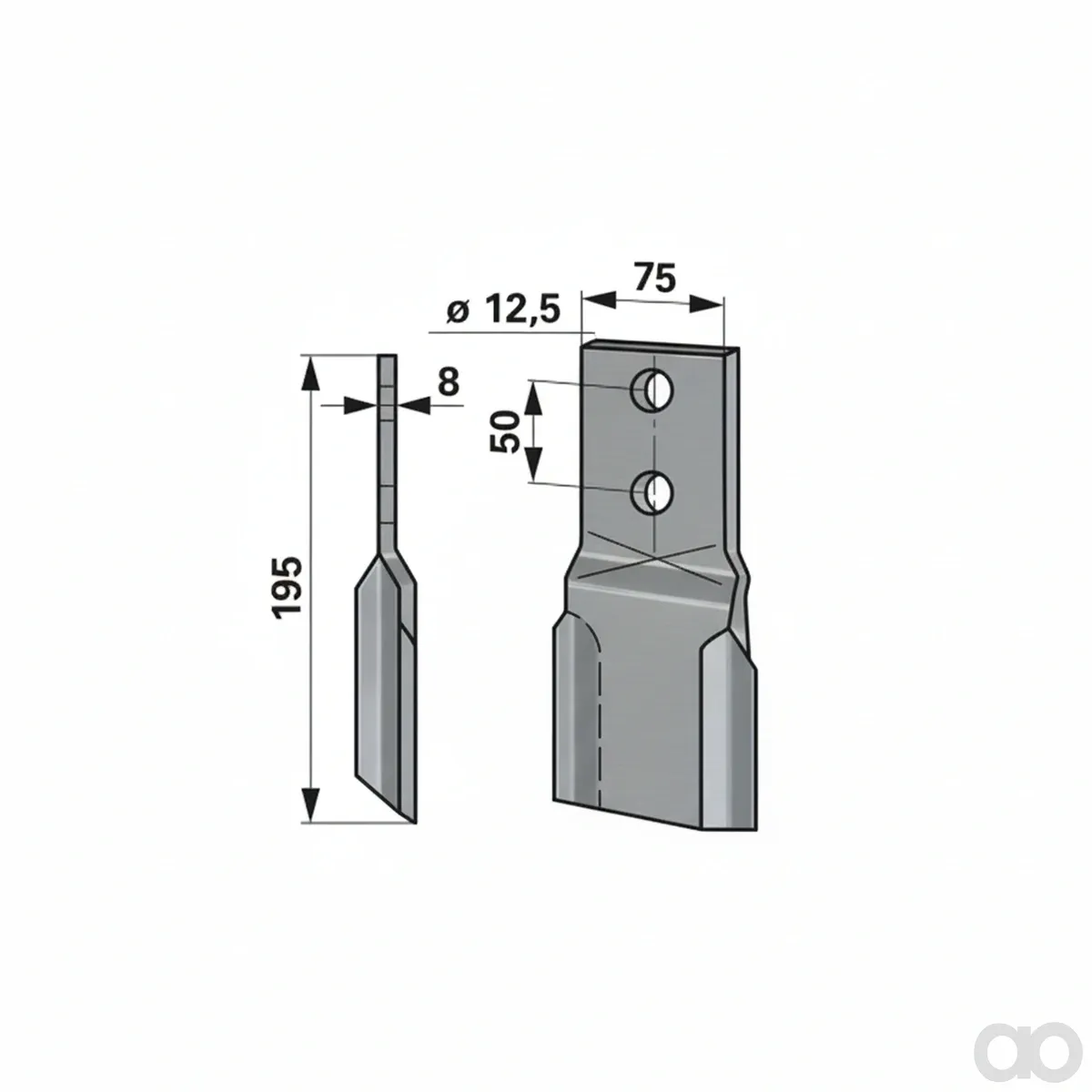 Prillinger - 00530585 - Schlegelmesser 75X8 L=195 Lo 1