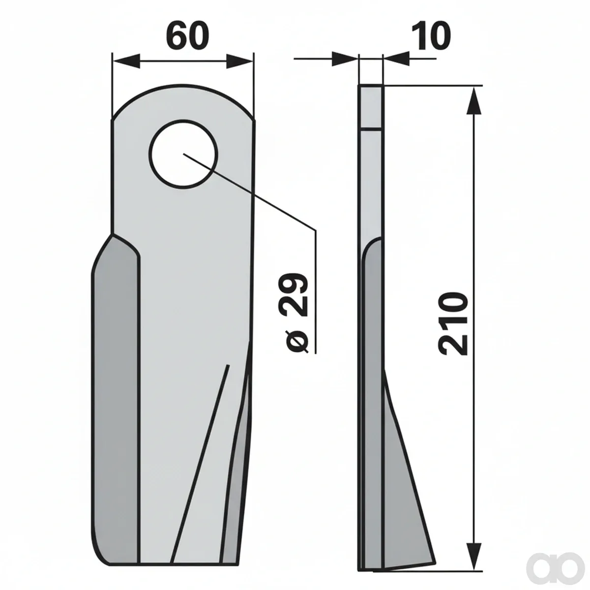 Prillinger - 00530658 - Schlegelmesser Rechts 60X10 L=