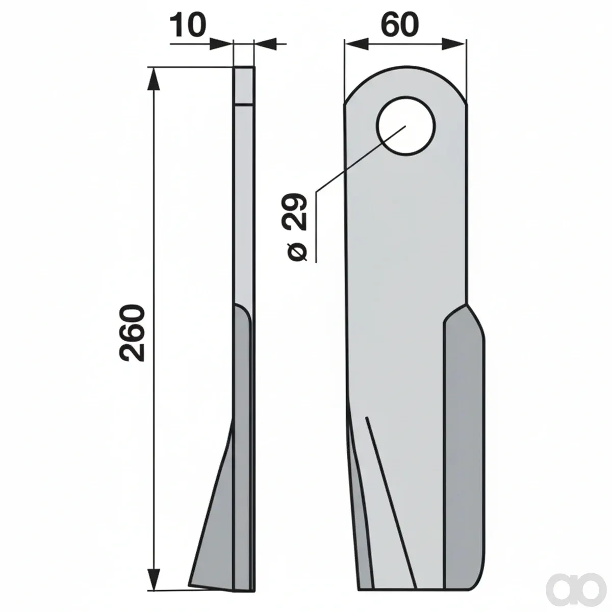 Prillinger - 00530661 - Schlegelmesser Stangen 60x10 L=2