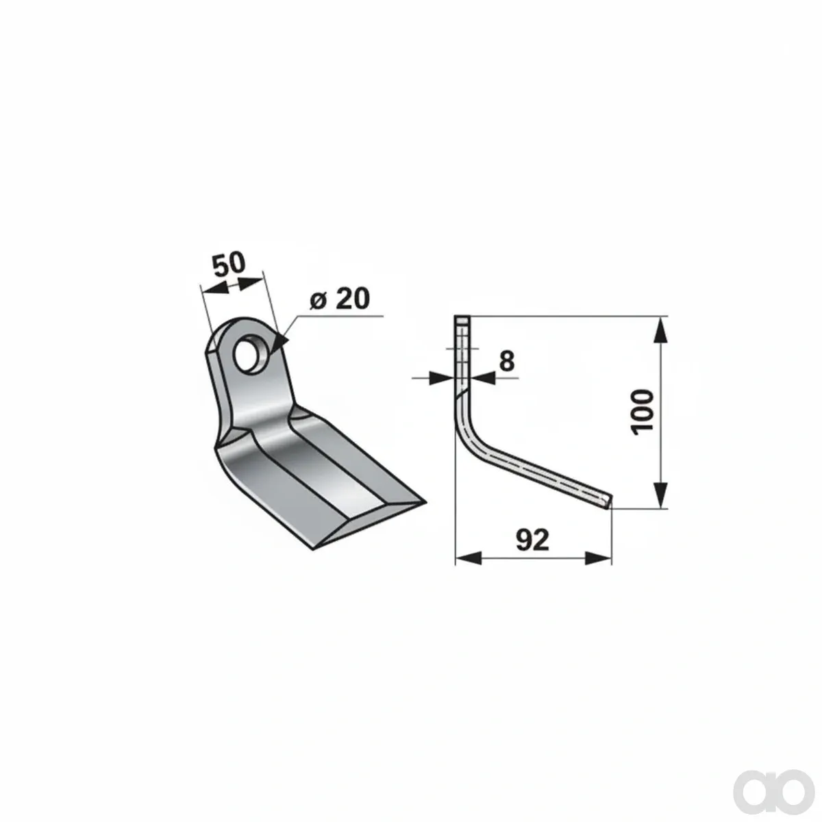 Prillinger - 00530716 - Y-Messer 50x8 L=100 Lo 20