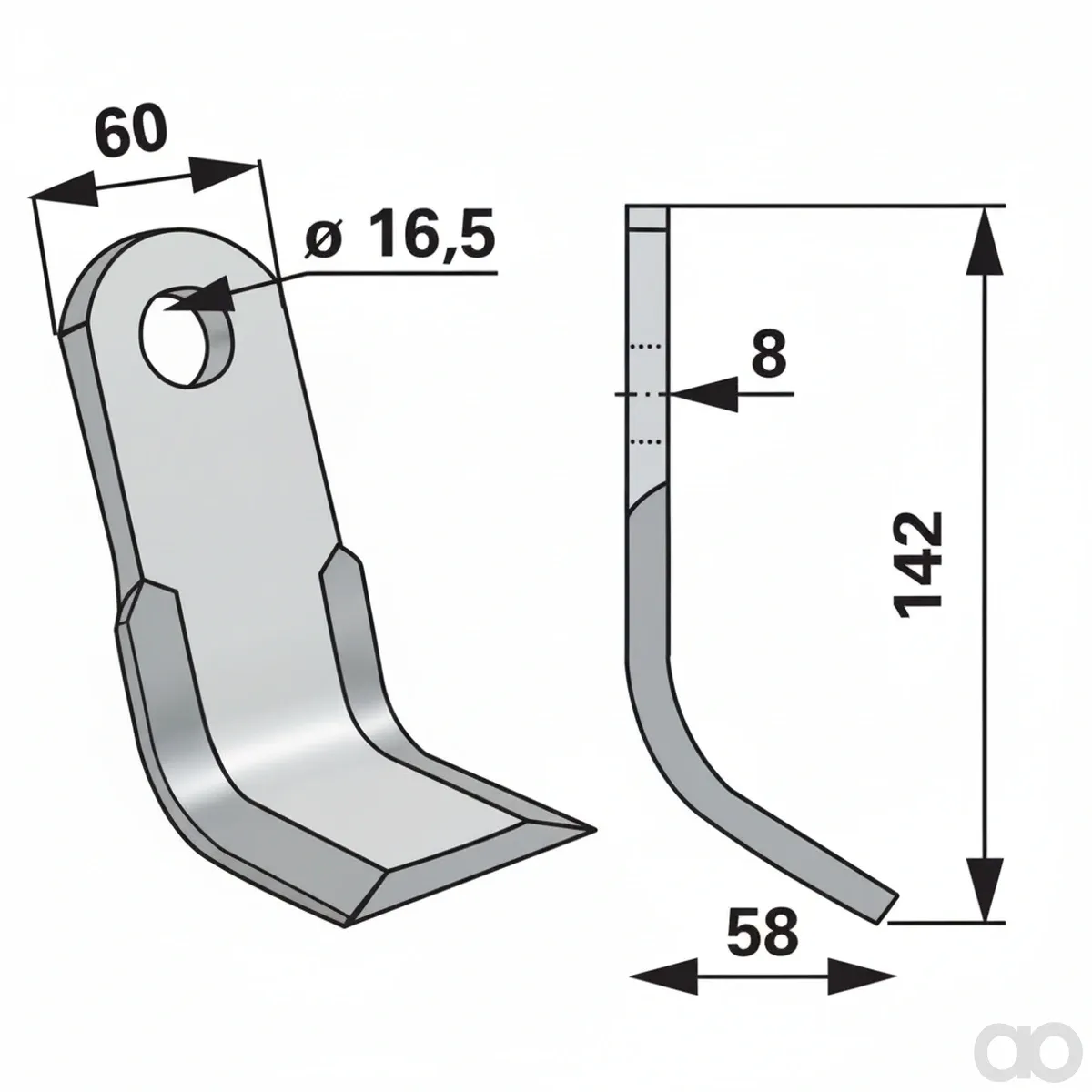 Prillinger - 00530989 - Y-Messer 60X8 L=142 Lo 16,5