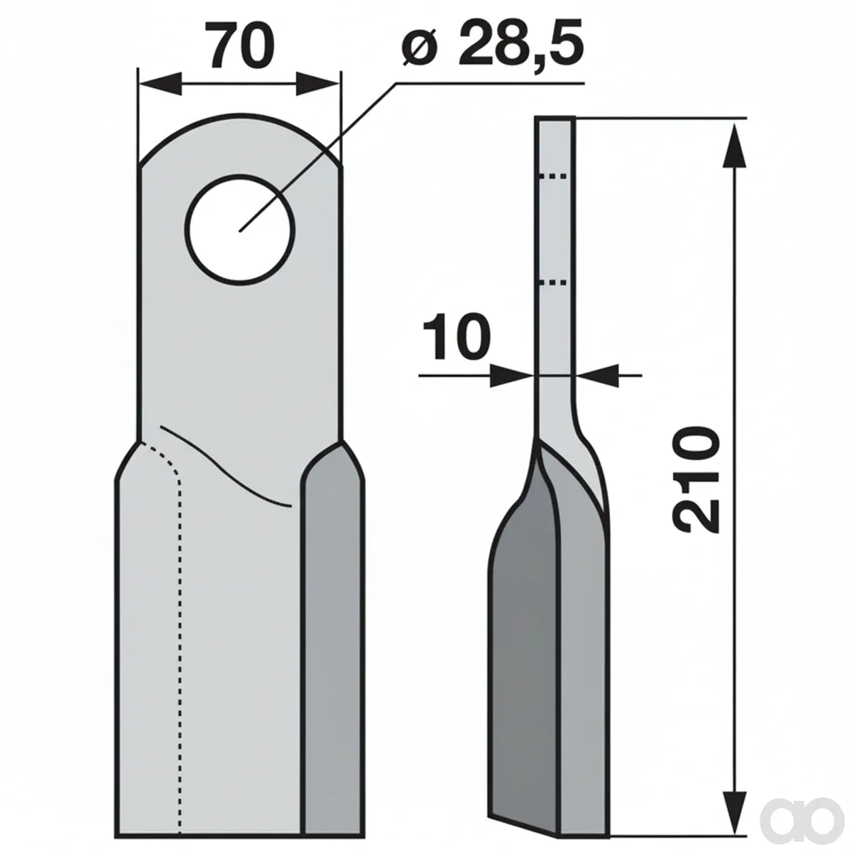 Prillinger - 00531138 - Schlegelmesser 70X10 L=210 Lo