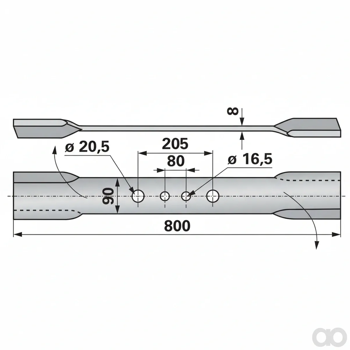 Prillinger - 00531236 - Mulchmesser 90X8 L=800 Lo=20,5