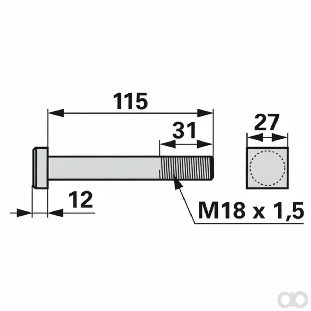 Prillinger - 00531280 - Schraube Vierkant M18X115