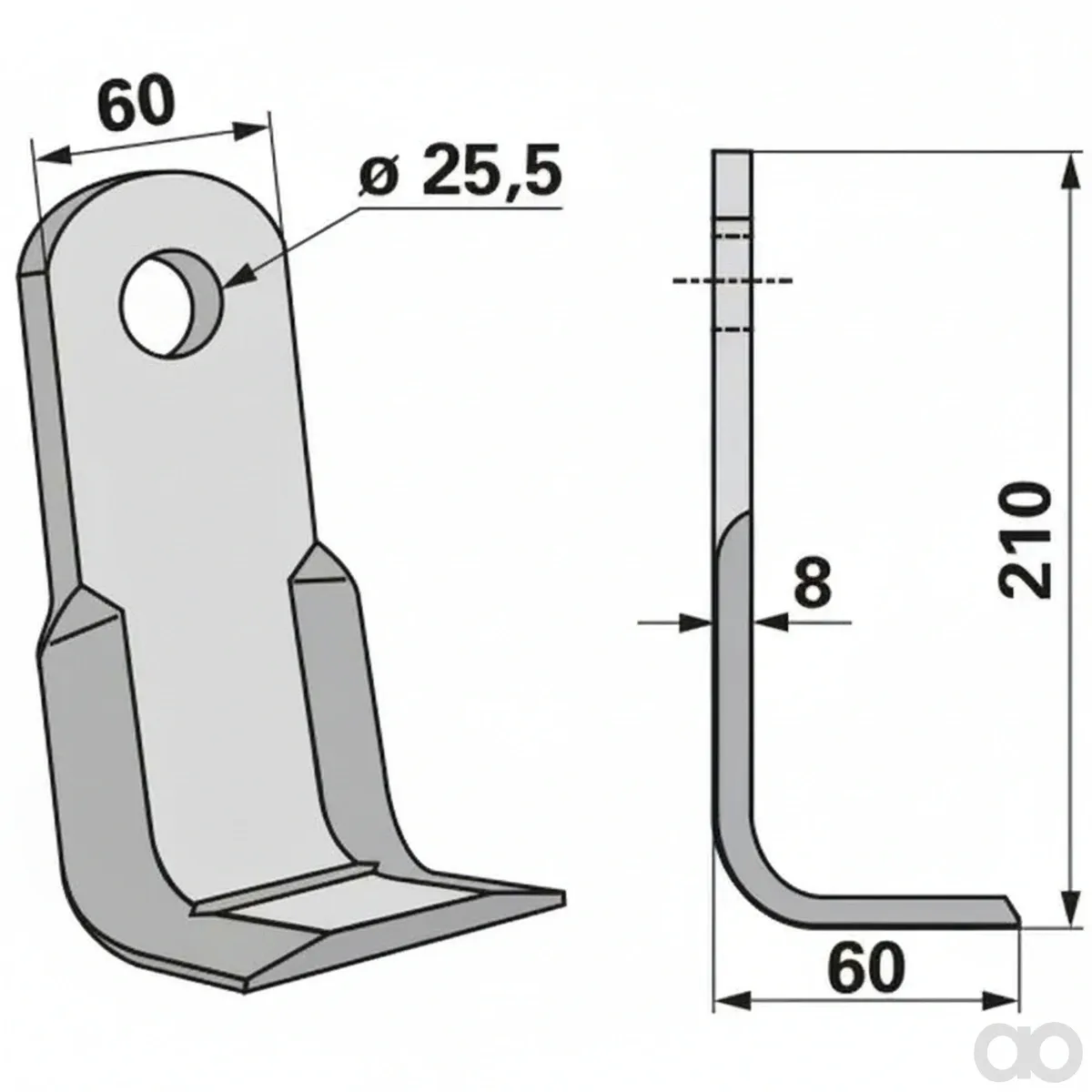 Prillinger - 00531335 - Y-Messer 60X8 L=210 Lo=