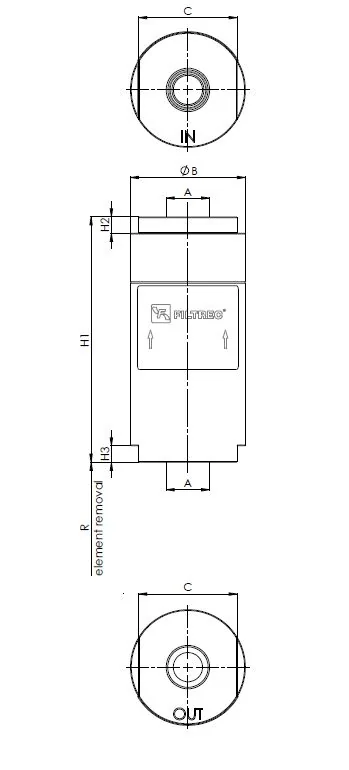 Filtrec - FHLCD109T60AB3B4S0 - Hydraulik-Leitungsfilter Inline