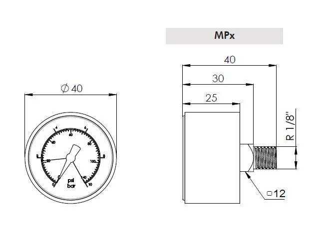 Filtrec - MPD - Wartungsanzeiger 10 bar (opt.) 1/8inches 
