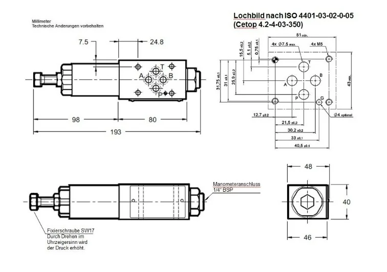 Hydac - ZW-DM06-01-PT 140V-V - Druckreduzierventil