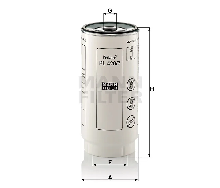 Mann-Filter - PL 420/7 x - Kraftstofffilter SpinOn (Vorfilter)