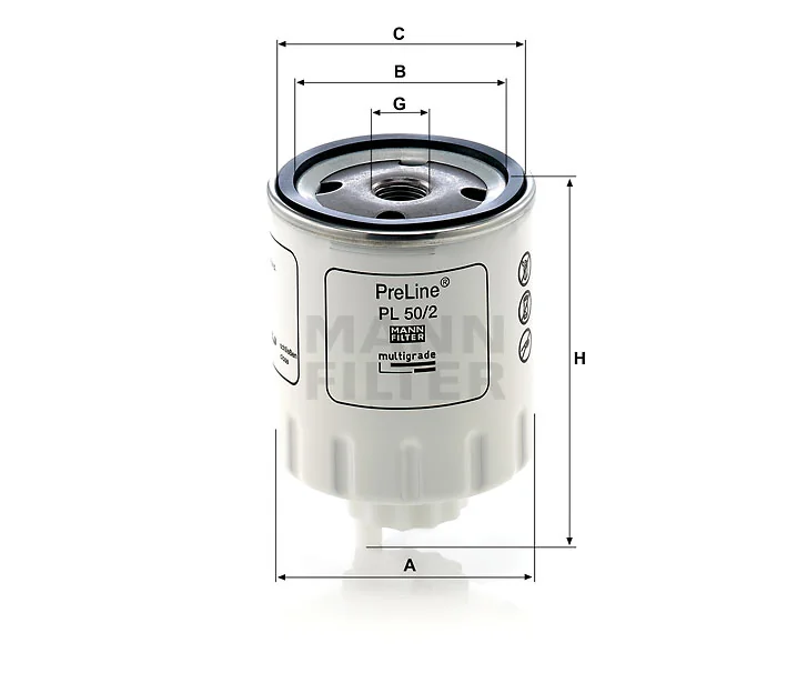 Mann-Filter - PL 50/2 - Kraftstofffilter SpinOn (Vorfilter)