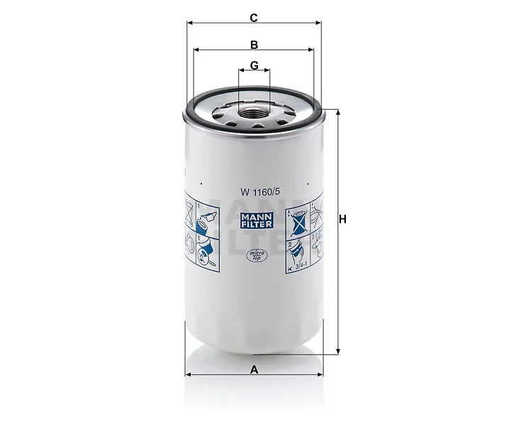 Mann-Filter - W 1160/5 - Wechselfilter SpinOn
