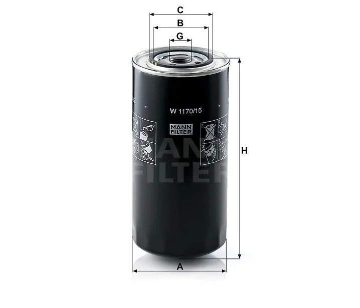 Mann-Filter - W 1170/15 - Wechselfilter SpinOn