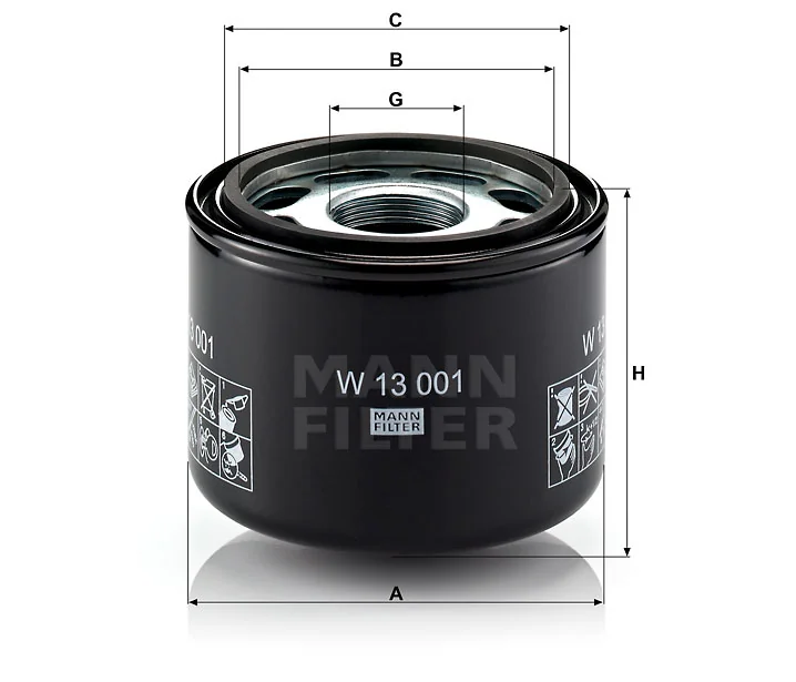 Mann-Filter - W 13 001 - Hydraulikfilter SpinOn