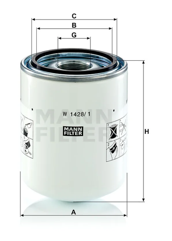 Mann-Filter - W 1428/1 - Wechselfilter SpinOn