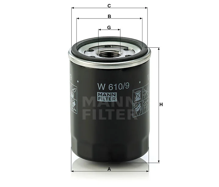 Mann-Filter - W 610/9 - Wechselfilter SpinOn