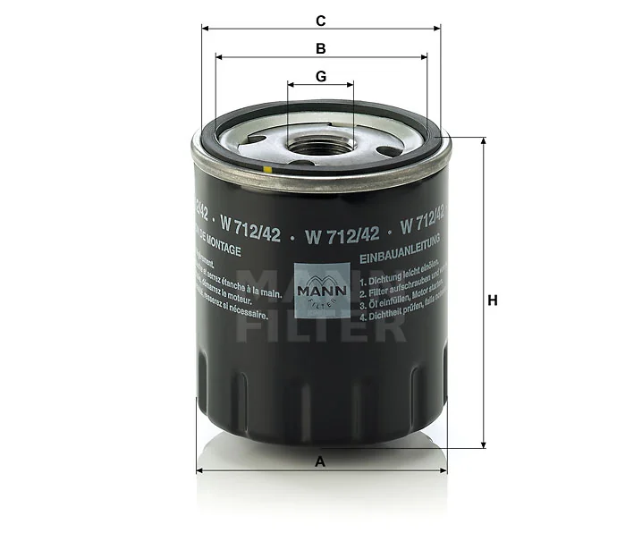 Mann-Filter - W 712/42 - Wechselfilter SpinOn