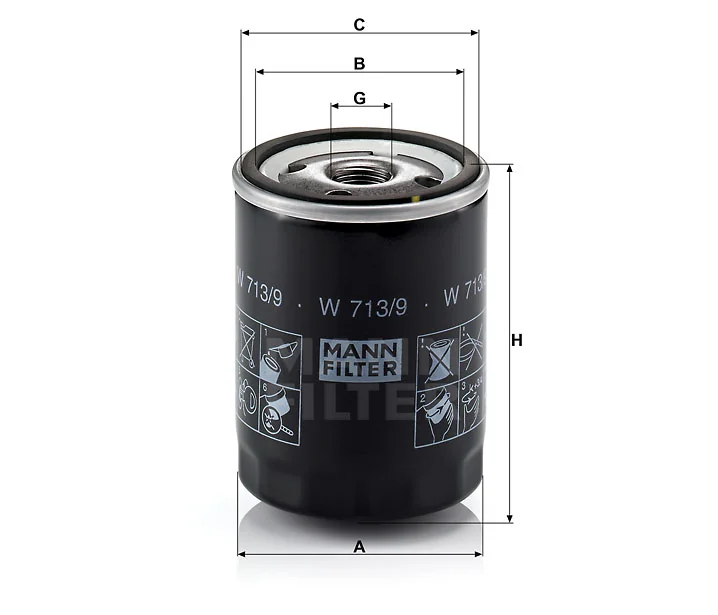 Mann-Filter - W 713/9 - Wechselfilter SpinOn