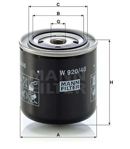 Mann-Filter - W 920/46 - Wechselfilter SpinOn