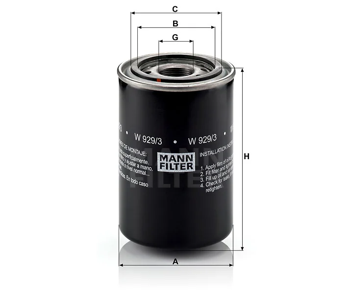 Mann-Filter - W 929/3 - Ölfilter SpinOn