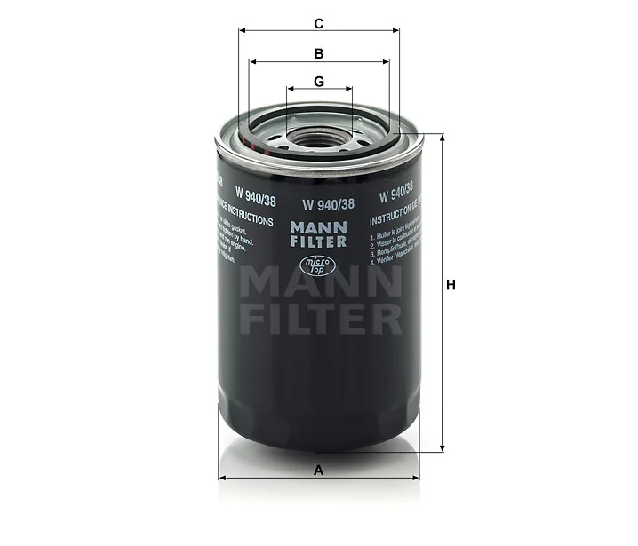 Mann-Filter - W 940/38 - Wechselfilter SpinOn
