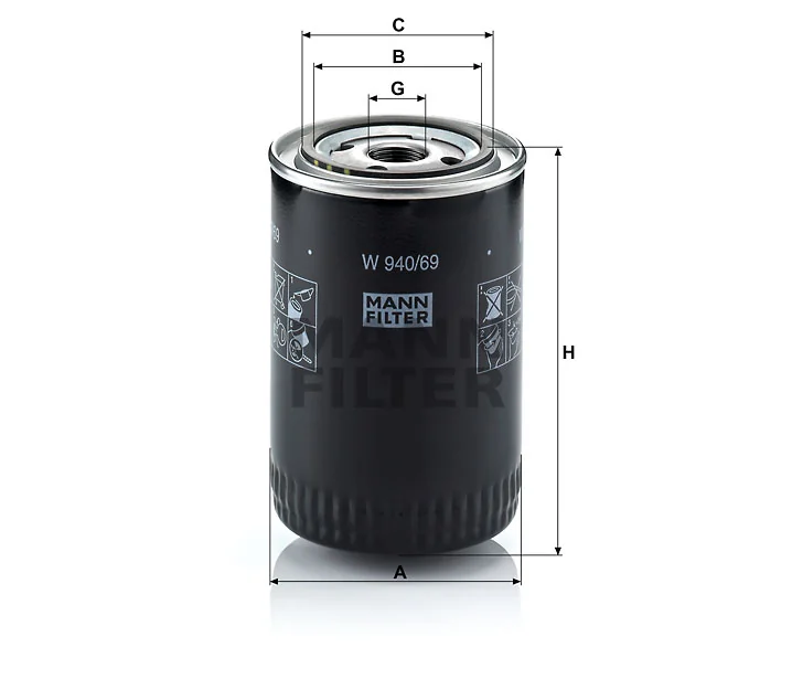 Mann-Filter - W 940/69 - Wechselfilter SpinOn