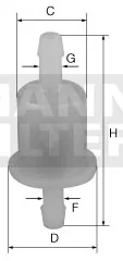 Mann-Filter - WK 21/2 (10) - Kraftstoff-Leitungsfilter Inline
