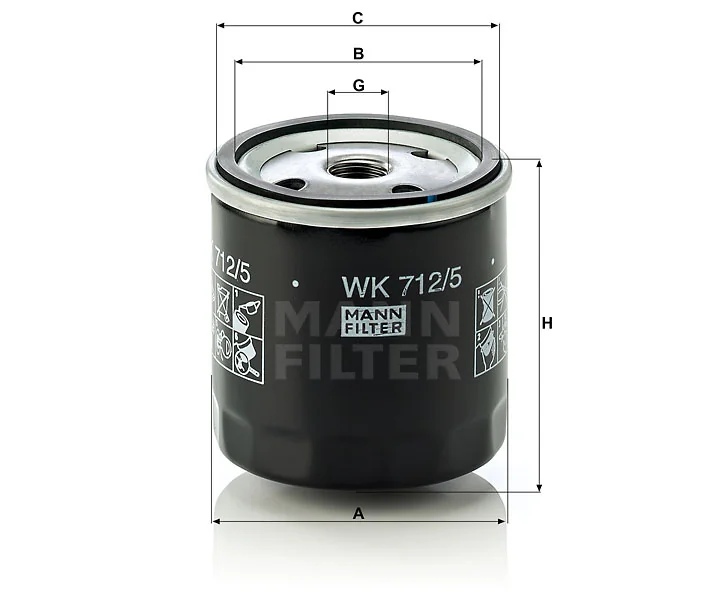 Mann-Filter - WK 712/5 - Kraftstofffilter SpinOn