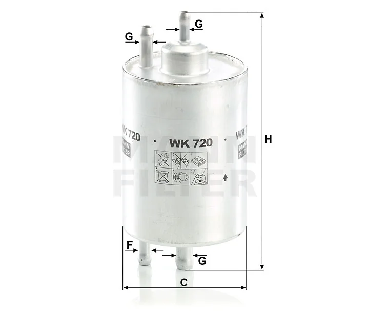Mann-Filter - WK 720 - Kraftstoff-Leitungsfilter (Inline)