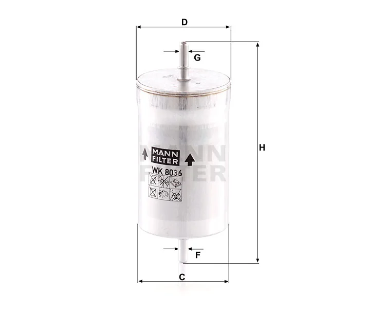 Mann-Filter - WK 8036 - Kraftstoff-Leitungsfilter (Inline)