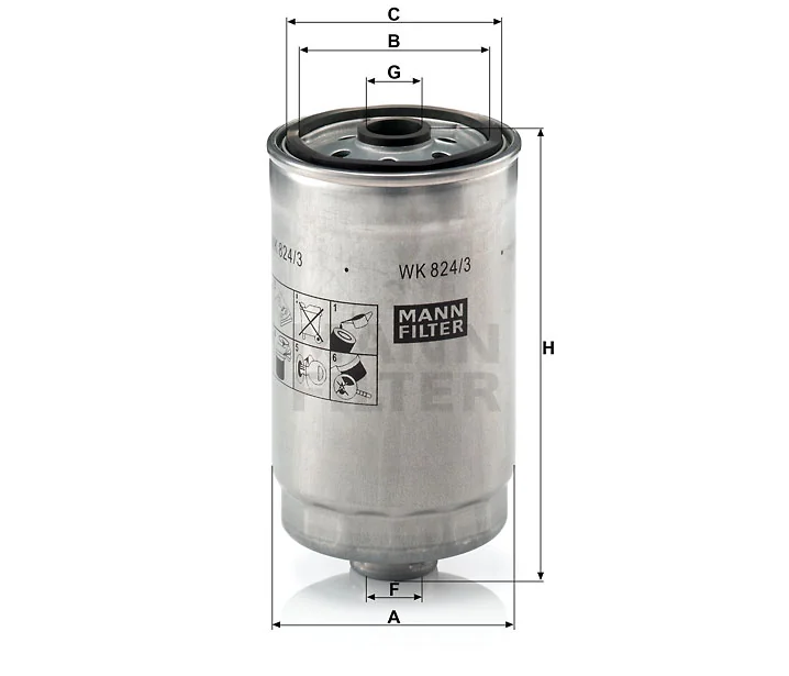 Mann-Filter - WK 824/3 - Kraftstoffwechselfilter