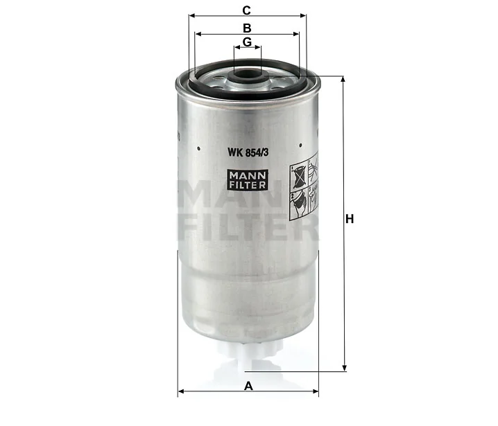 Mann-Filter - WK 854/3 - Kraftstoffwechselfilter