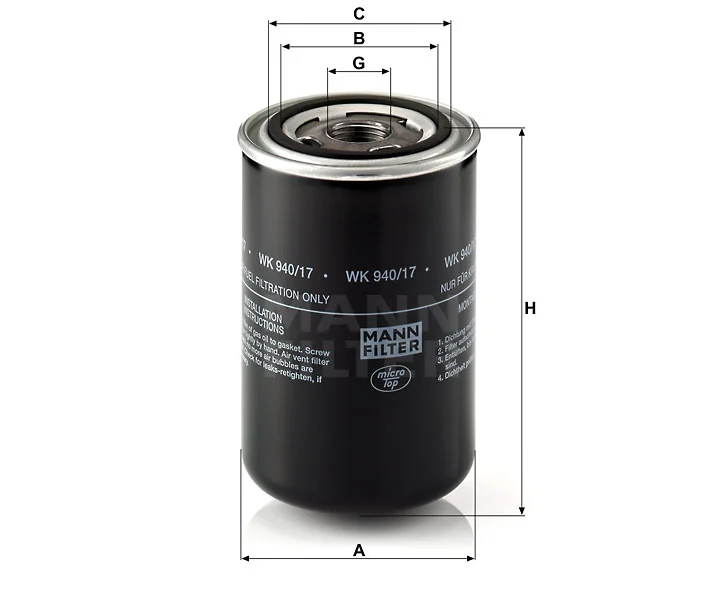 Mann-Filter - WK 940/17 - Kraftstoffwechselfilter