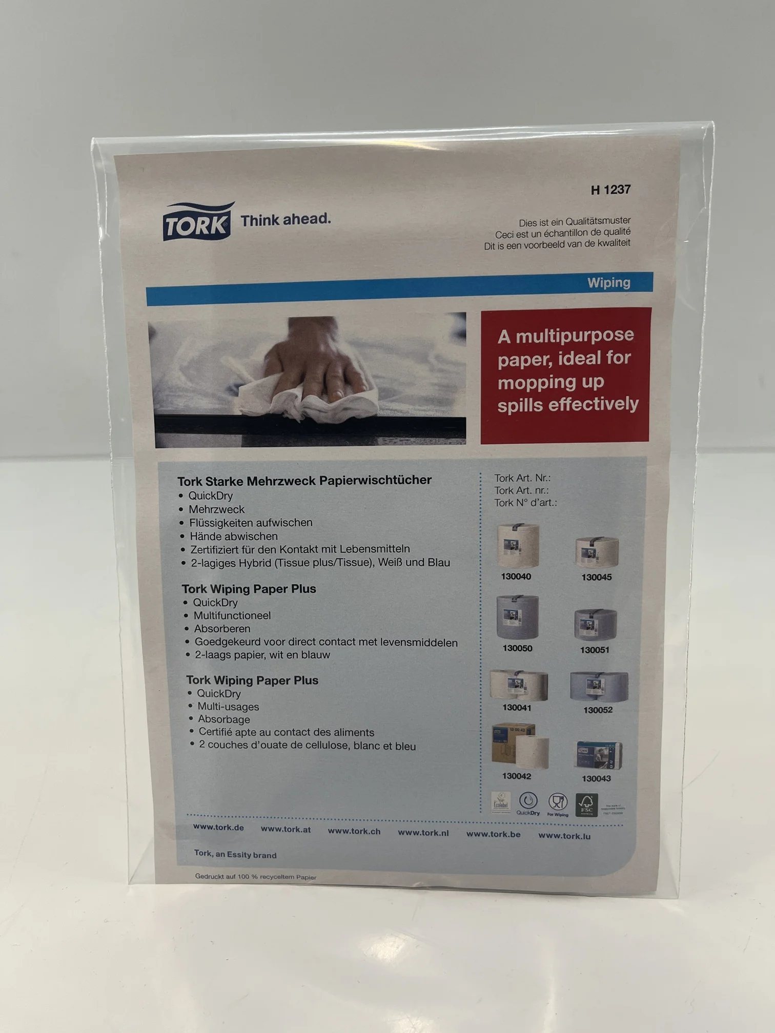 Tork - Muster Tork - Mehrzweck-Papierwischtücher blau W1/2