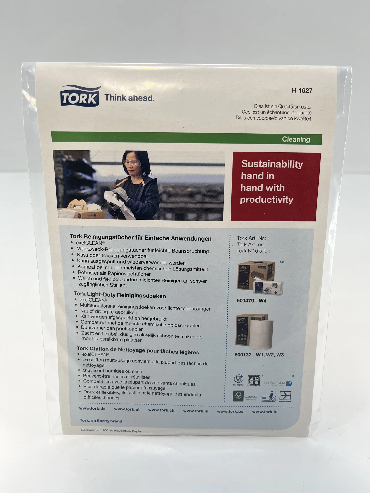 Tork - Muster Tork - leichte Reinigungstücher weiß W1/2/3