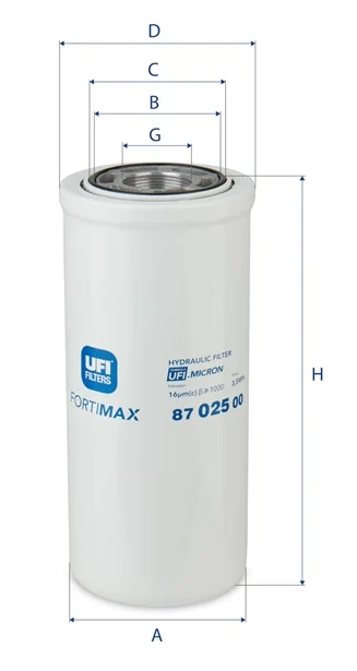 UFI Filters - 87.025.00 - Hydraulikfilter SpinOn